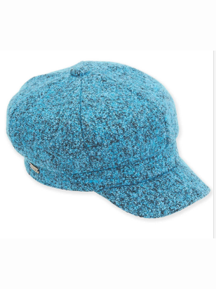 Hat Blue Fashion News Boy 2" Brim Women's-AD787C