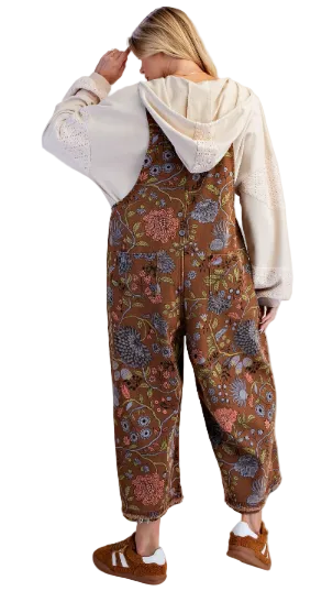 Overalls Vintage Flower Print Women's EB40341F Mocha