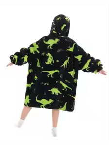 Hoodie Blanket 7-12 Yr Children's Pullover Oversized Black/Green Dragon RT712HBGD