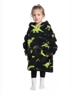 Hoodie Blanket 2-5 Yr Children's Pullover Oversized Black/Green Dragon RT25HBGD
