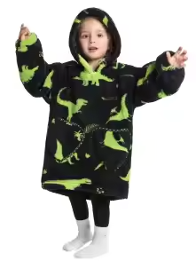 Hoodie Blanket 2-5 Yr Children's Pullover Oversized Black/Green Dragon RT25HBGD