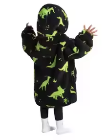 Hoodie Blanket 2-5 Yr Children's Pullover Oversized Black/Green Dragon RT25HBGD