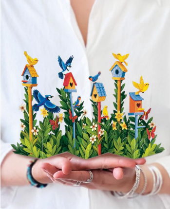 Flower's Boutique Paper Cards Pop Up 6" Birdhouse Garden  7455   Mini