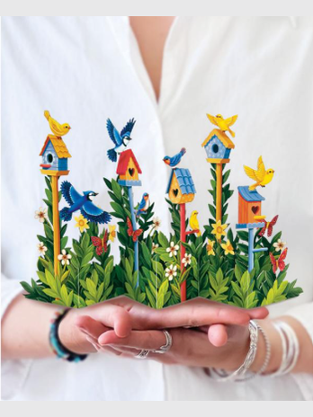 Flower's Boutique Paper Cards Pop Up 6" Birdhouse Garden  7455   Mini