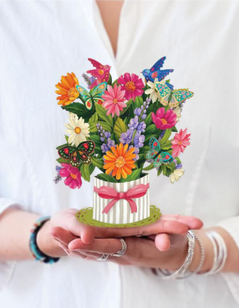 Flower's Boutique Paper Cards Pop Up 6" Enchanted Garden  7453 Mini