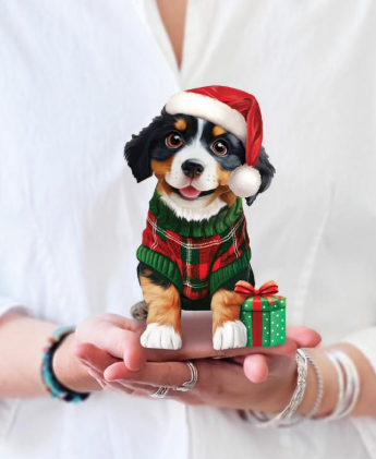 Flower's Boutique Paper Cards Pop Up 6" Christmas Puppy 7442  Mini