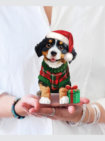 Flower's Boutique Paper Cards Pop Up 6" Christmas Puppy 7442  Mini