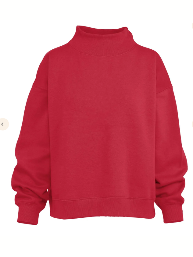 Royce Brand-Sweater Lingo Crimson Red Oversized Fleece Women's Rdg65429sld