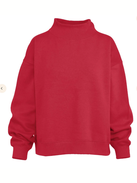 Royce Brand-Sweater Lingo Crimson Red Oversized Fleece Women's Rdg65429sld