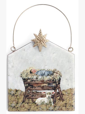 Christmas Hanging Ornament&nbsp; &nbsp;Manger Scene 2 Colors Wooden 9751094