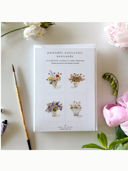 Notecard Set Flower Bouquet Watercolor 5x7" EMLPNBFB