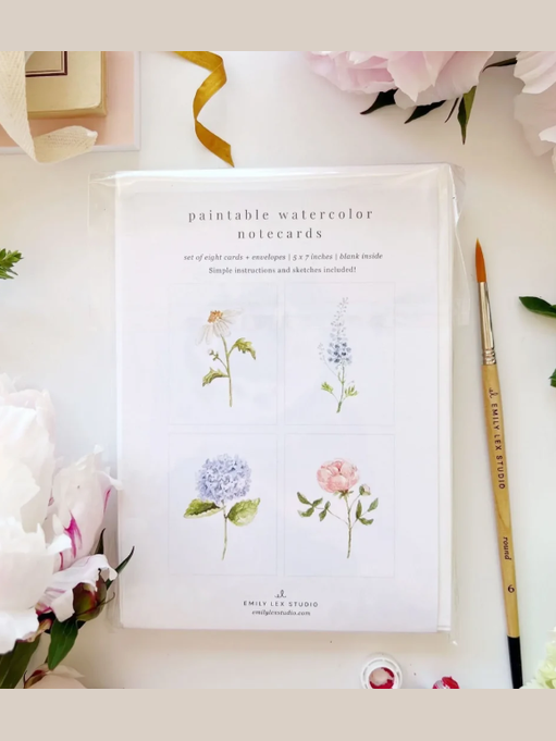 Notecard Set Garden Flowers Watercolor 5x7" EMLPNGF