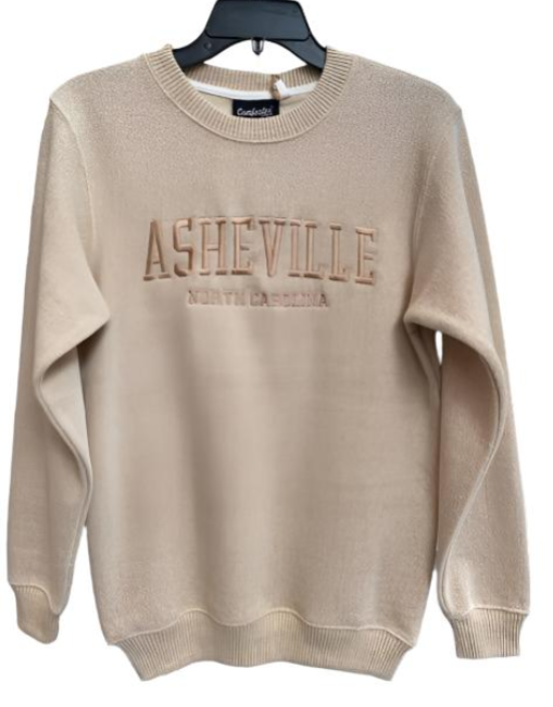 Sweatshirt  Asheville Logo Crewneck Embroidered  Oatmeal / Tan Logo 