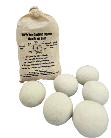 Wool Dryer Balls   6-Pack  or  Single    X Large  New Zealand  Chemical Free Fabric Softener for 1000 Plus Loads 