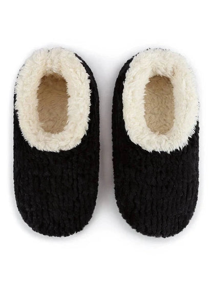 Slippers Black/White Teddy Bear Faux Fur/Memory Foam Women's wtbear-black