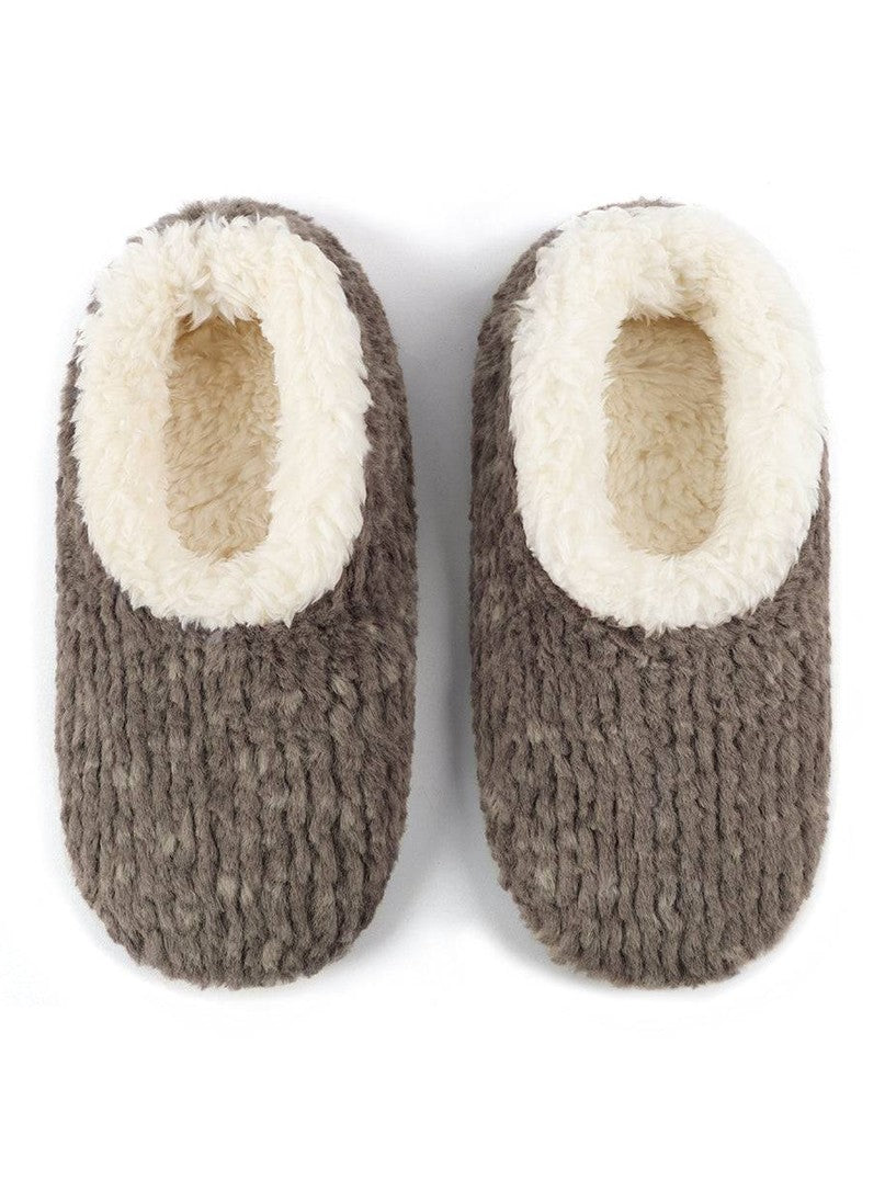 Slippers Dark Grey Teddy Bear Faux Fur/Memory Foam Women's wtbear-dkgrey