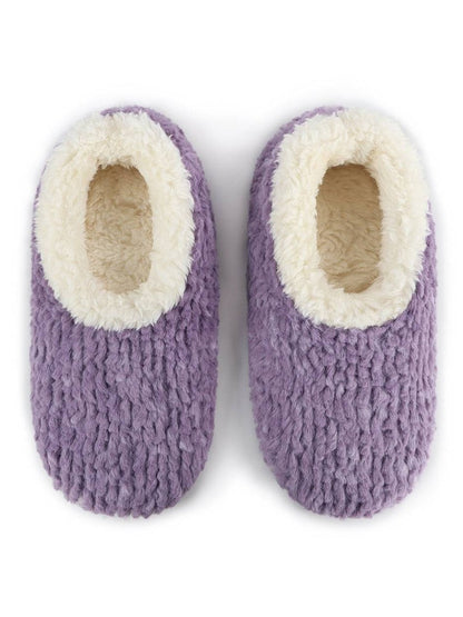 Slippers Purple Teddy Bear Faux Fur/Memory Foam Women's wtbear-purple