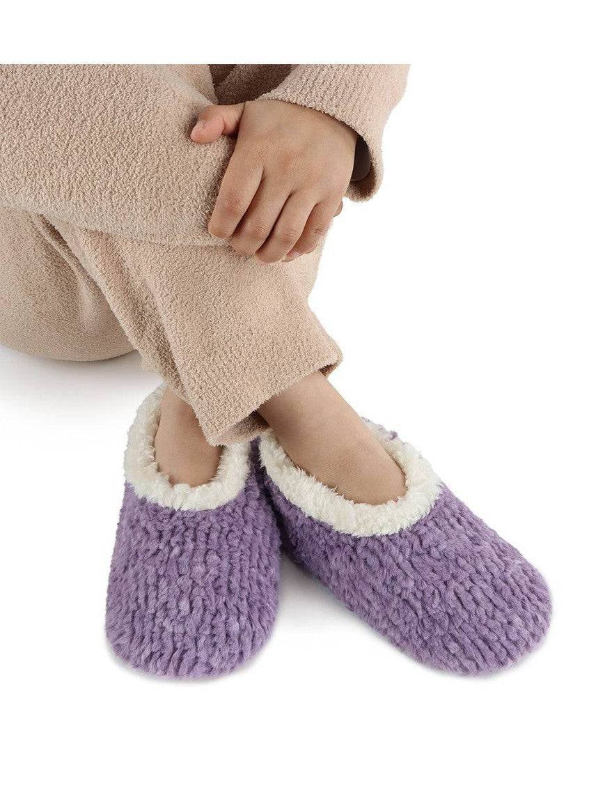 Slippers Purple Teddy Bear Faux Fur/Memory Foam Women's wtbear-purple