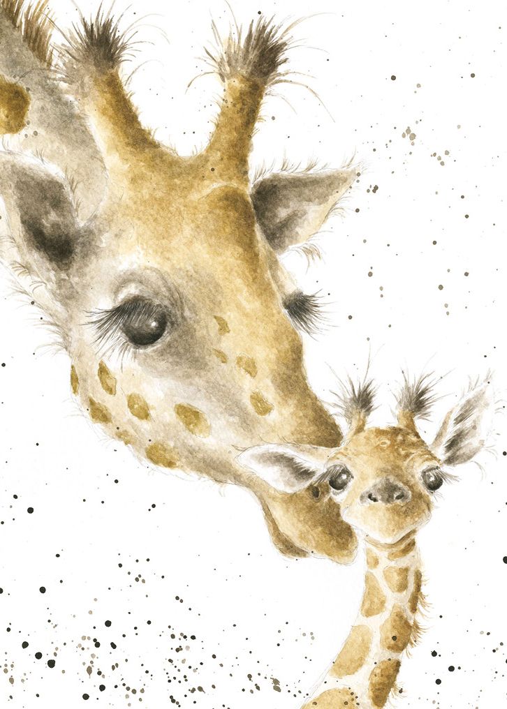 Card - AZ012 - Giraffe with Baby - First Kiss - blank inside - 