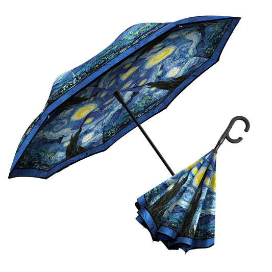 Umbrella Reverse Opening Van Gogh Starry Night umb-r-m07-B 