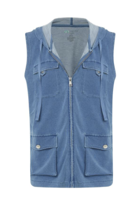 Denim Hooded Zipper Vest  24104-DE 