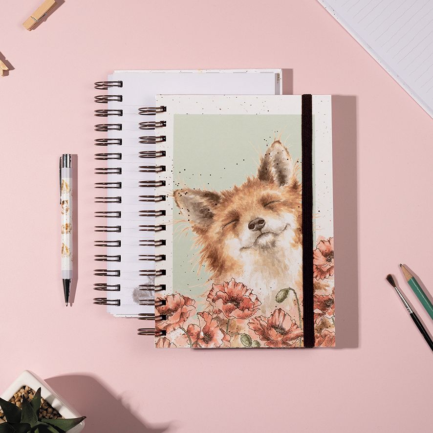 Spiral Notebook (Small) - HB013 - Fox with Poppy 