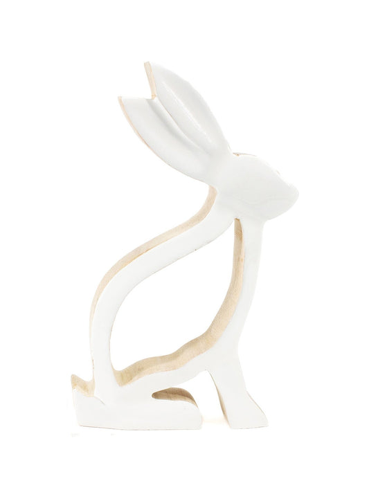  Figurine  Rabbit Large Wooden/Enamel 4x7" wai41524