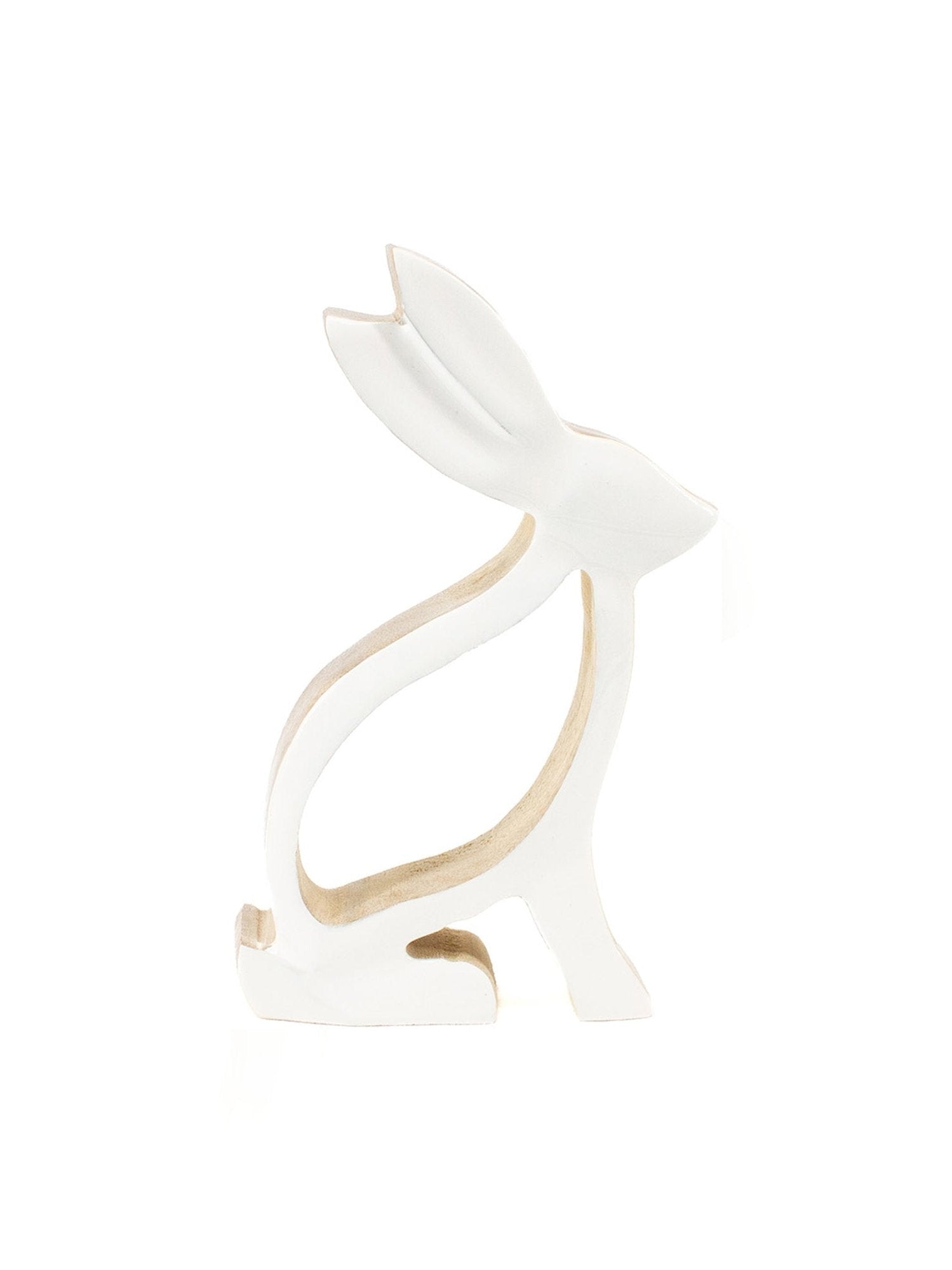 Figurine  Rabbit Wooden/Enamel 3x6" wai41525