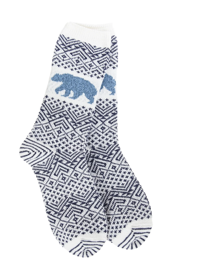 Sock  Nature Walk White/Blue Bear Women's 76403