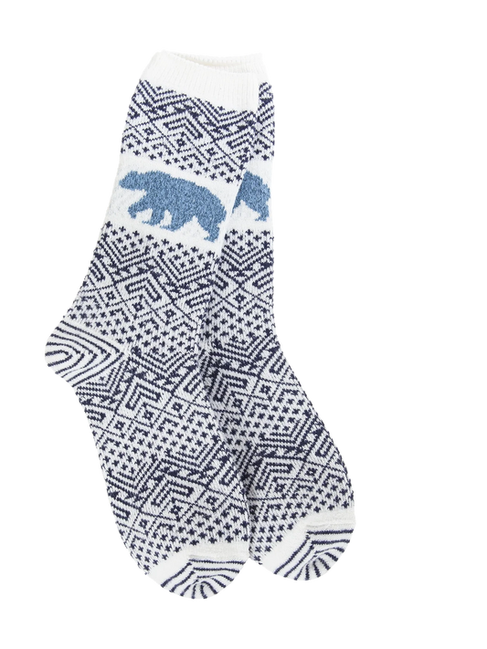 Sock  Nature Walk White/Blue Bear Women's 76403