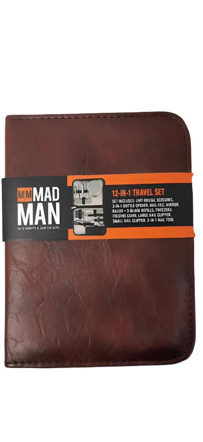 Men's On The Move 12 in 1 Travel Grooming Kit-Brown-3788b 