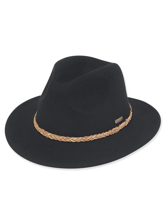 Sun n Sand-Hat Black Wool Felt Safari 2.5" Brim Women's-AD1011A