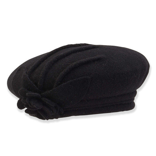 Hat - Black-Soft Wool Beret-Women's-ad1352A 