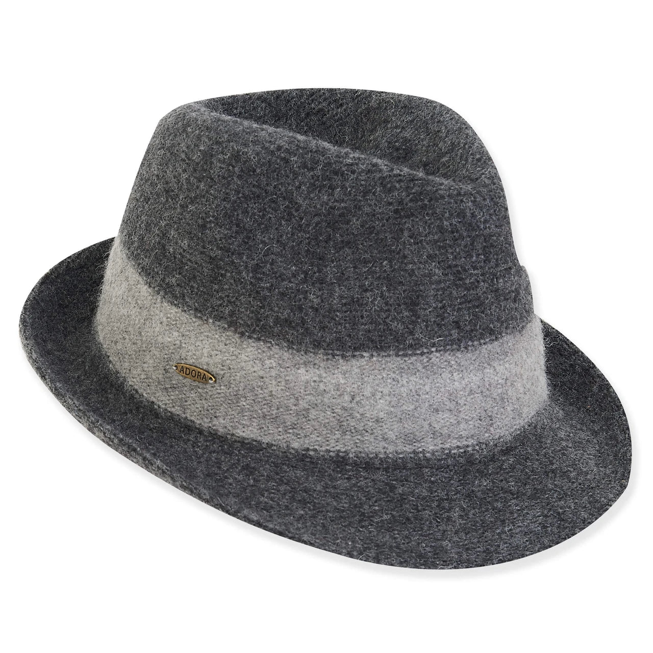 Sun n Sand-Hat Grey Soft Wool Fedora 1.5 "Brim Women's-AD1455A