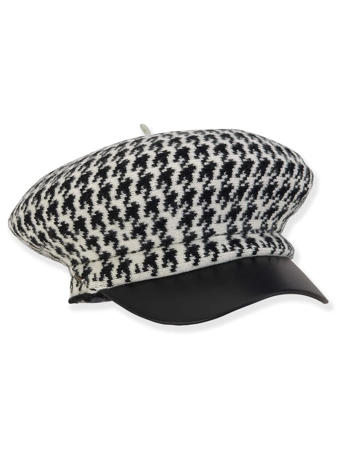Sun n Sand-Hat Black/White Wool News Boy 2.25" Brim Women's-AD1552A