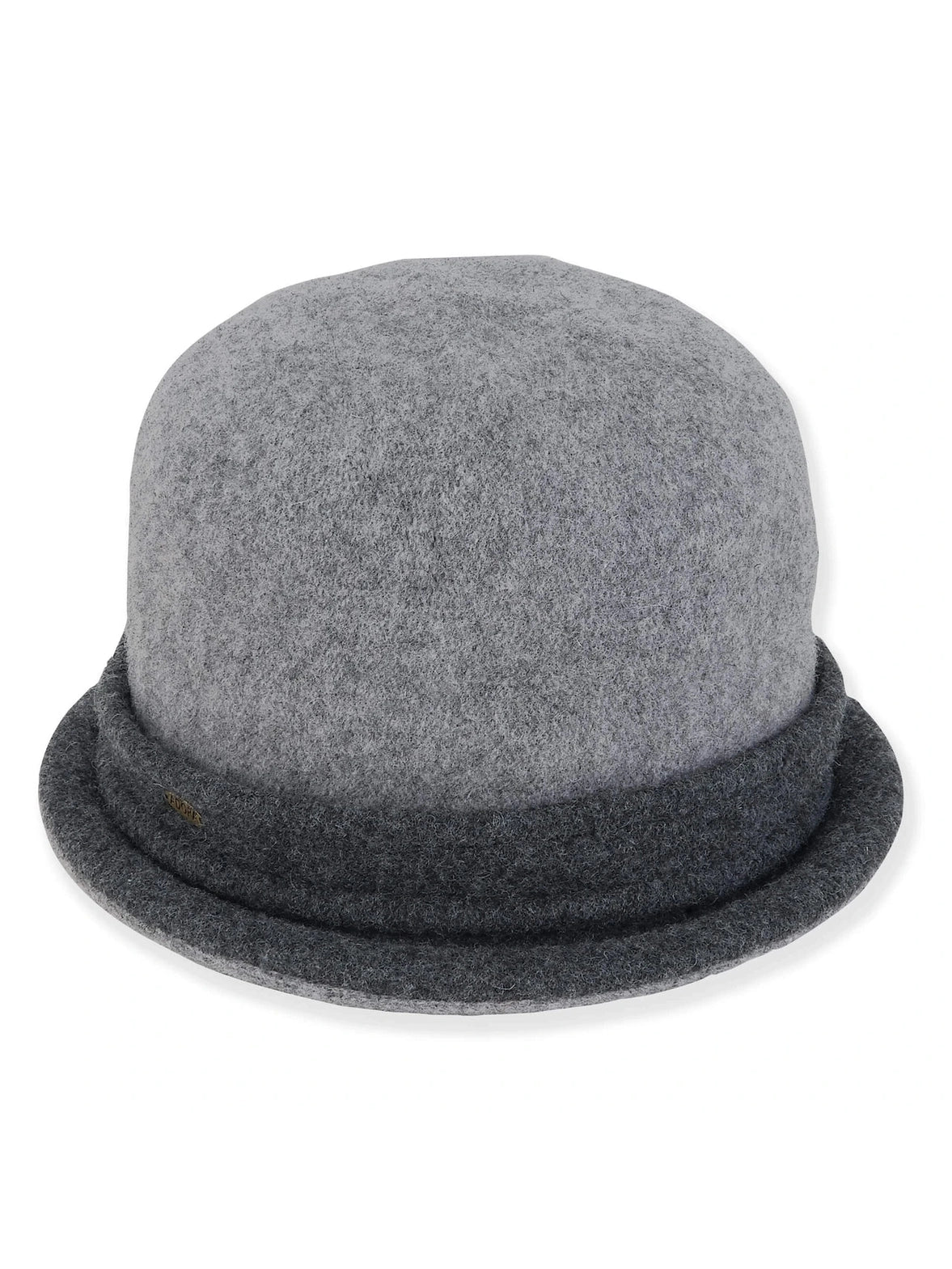 Hat 2 Tone Grey Soft Wool Cloche Women's-AD1631A