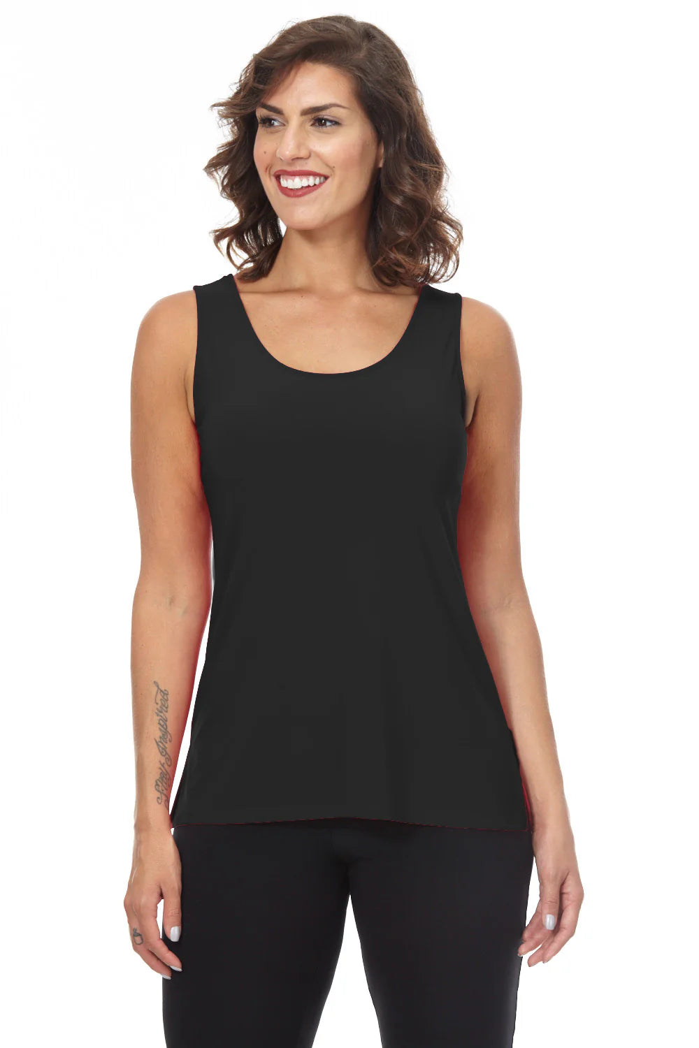 Tank Top Round Neck Long Black adt02a 