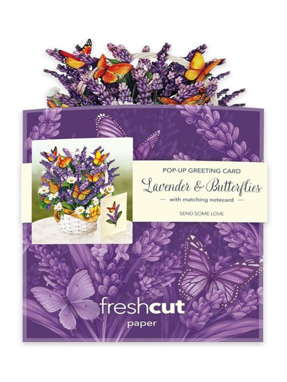 Flower's Boutique Paper Cards  Pop Up 6"Mini  Lavender & Butterflies 7412