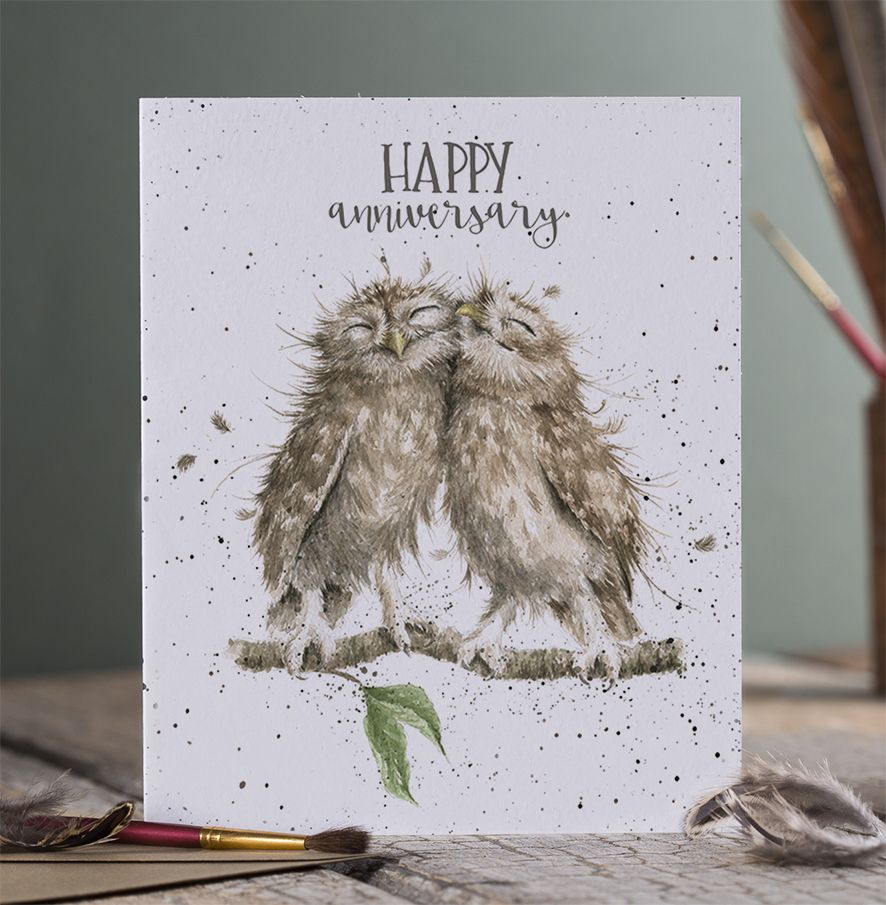 Card Aoc018 Anniversary Owls 