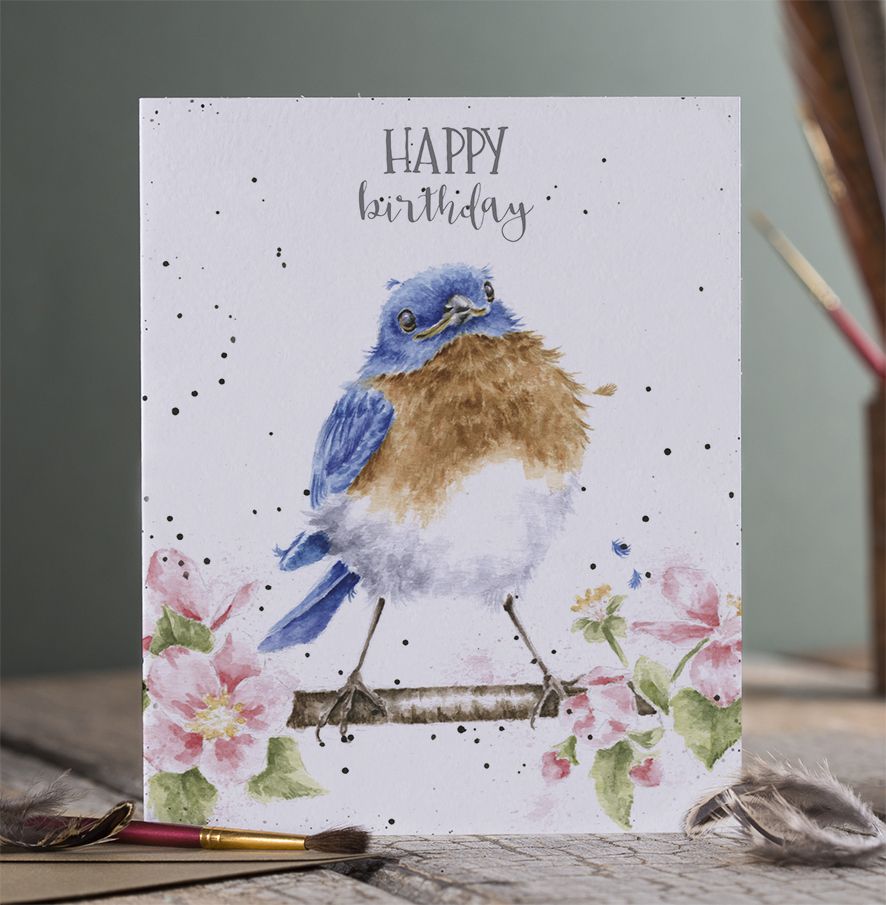 Card Aoc155 The Blue Birds Song Happy Birthday Bluebird 