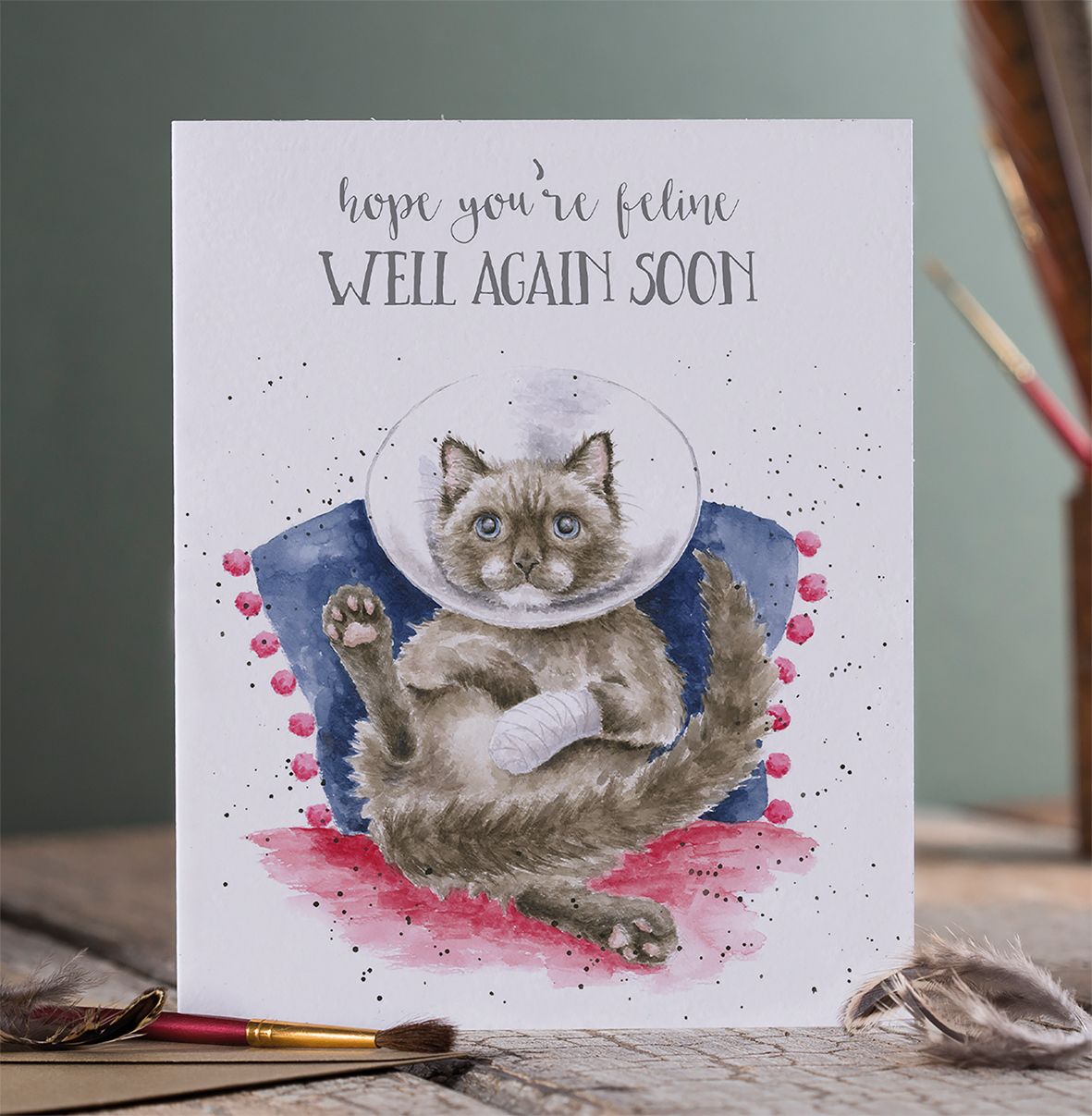 Card Aoc164 Feline Well Again Soon Cat 