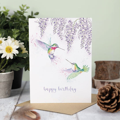 Card Aoc201 Wisteria Wishes Humming Bird Happy Birthday 