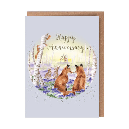 Card Aoc219 Bluebell Woods Foxes Anniversary 