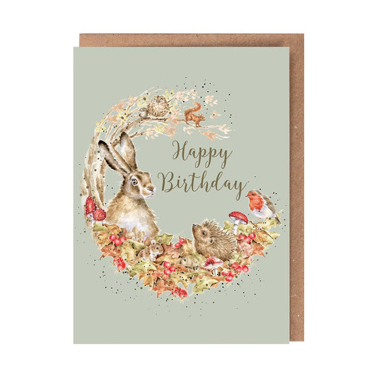 Card Aoc221 Fungi Foray Happy Birthday Forest Animals 