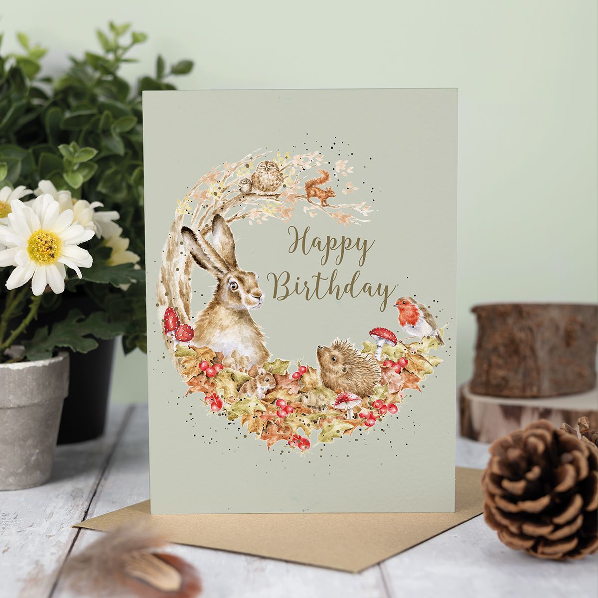 Card Aoc221 Fungi Foray Happy Birthday Forest Animals 