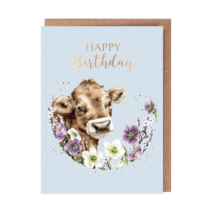 Card AOC228 Blooming Birthday Cow 