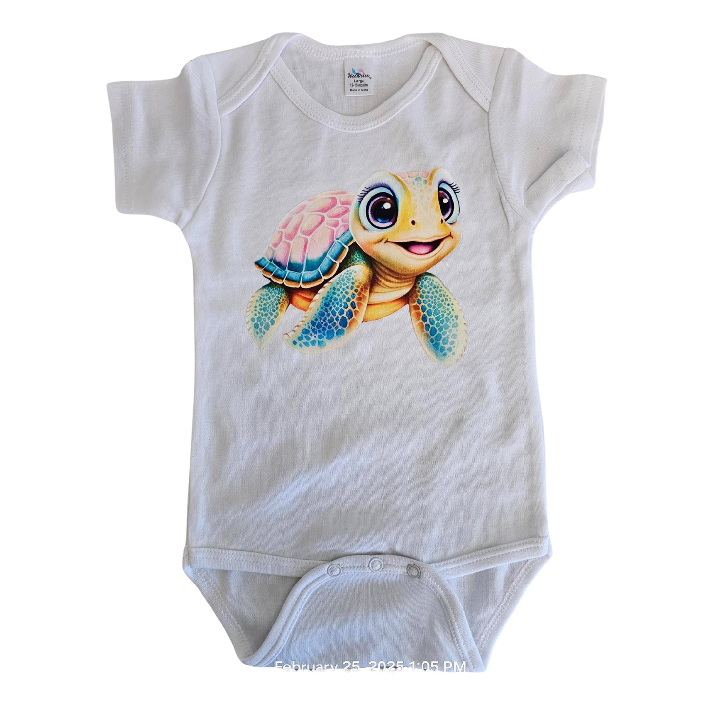 Onsie Pink Sea Turtle 12 - 18 month  Decal 