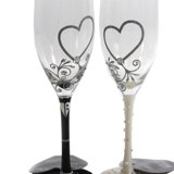 Lolita Champagne Glasses - Mr. & Mrs. Toasting Set - Bride & Groom 