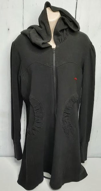 Jacket  Black Long Hooded 2 Pocket Women's sft3187 
