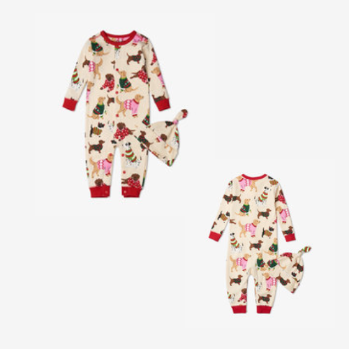 Romper  W Hat Cream/Red Dogs Woofing Christmas  Infant Dr2chdo003 